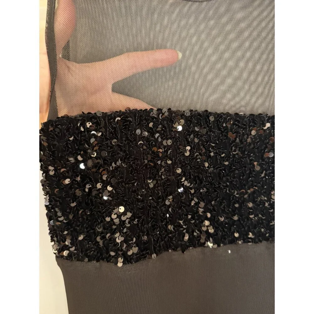 Mandinga Lento Sequin Maxi Dress Black Sheer Womens Size Small $370 [jb]